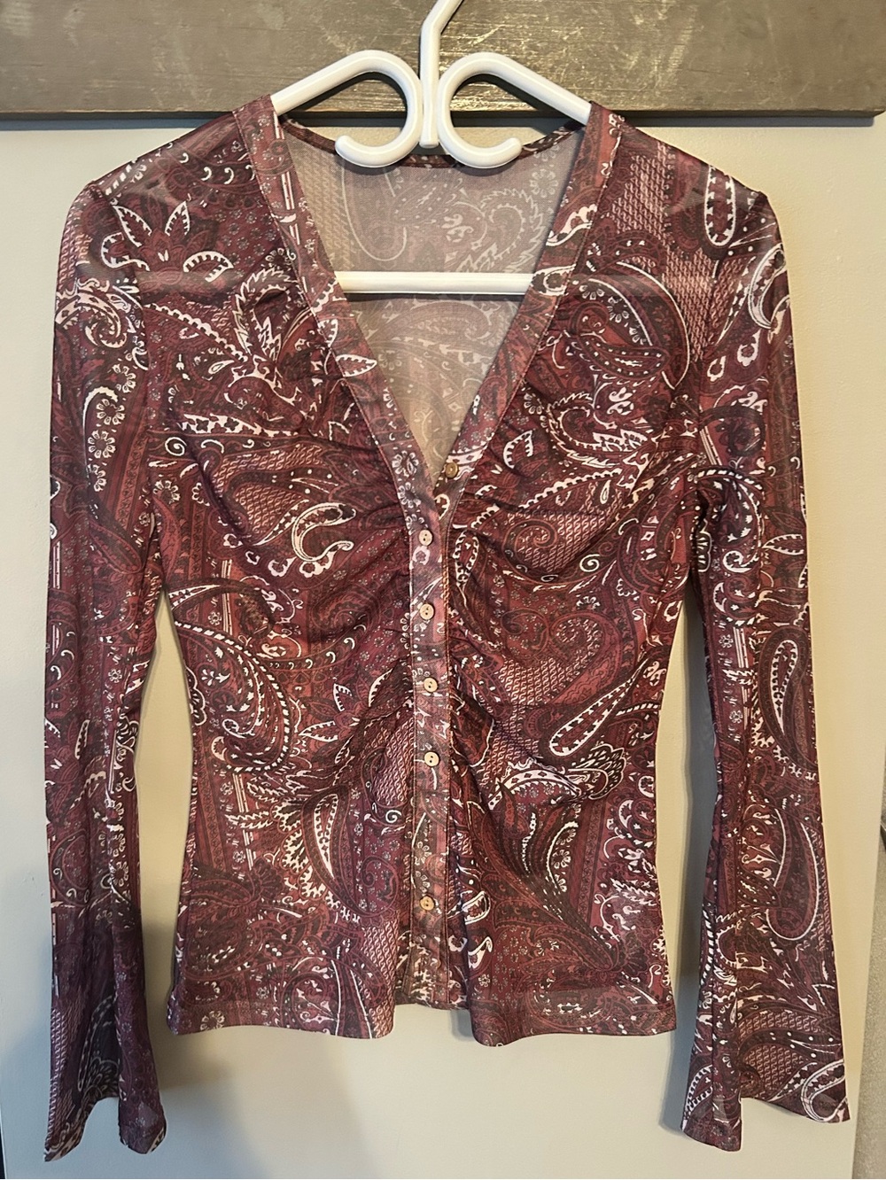 ruched front mesh top - Picture 2 of 13